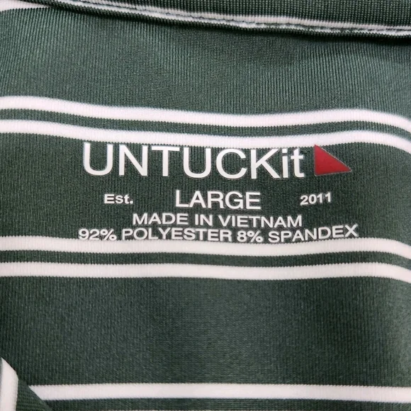Untuckit Polo Shirt Mens Large Golf Cronos Double Stripe Short Sleeves - Picture 3 of 9